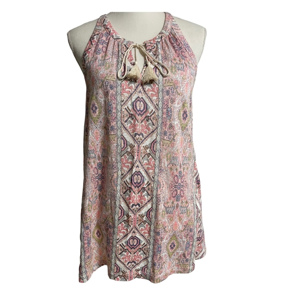 Rachel Zoe Linen Boho Mosaic Pastel Halter Women's Medium